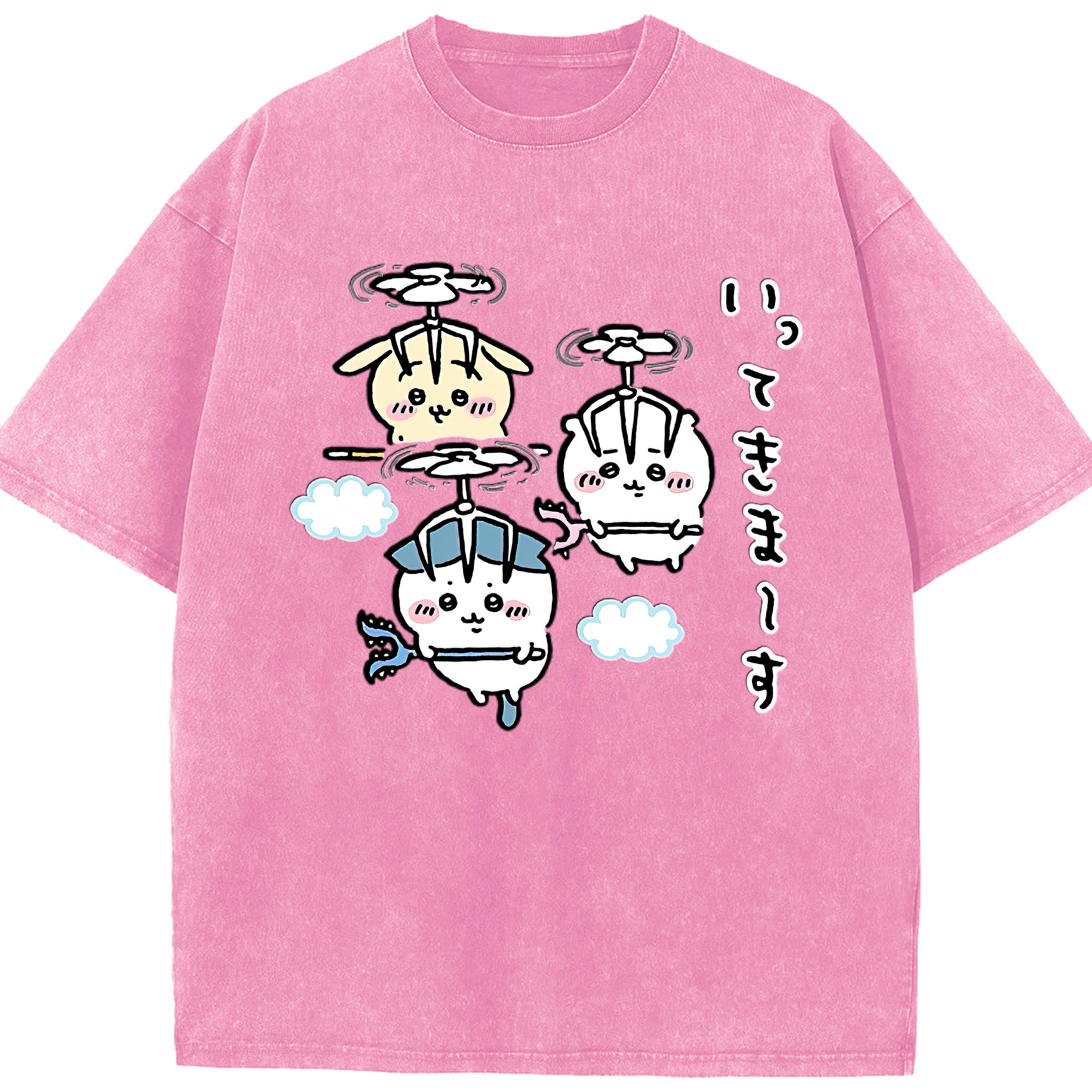 （画像用） ちいかわ ちいかわ Chii-kawa chiikawa 綿100% ヴィンテージ風 半袖Tシャツ（フロントプリント）